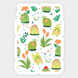 Cute Frogs Seamless Pattern Sticker